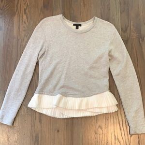 J. Crew Gray Top Pullover Sweatshirt Ruffle Hem Xs